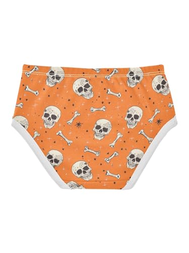 ZZKKO Skeleton Bone Star Orange Girls Underwear Toddler Panties for Girls Comfort Brief Size 2T2
