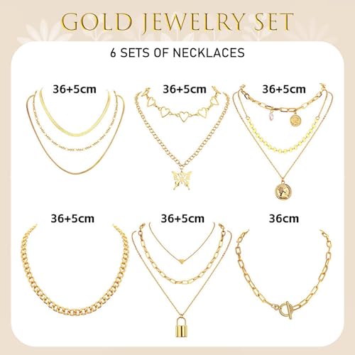TYXHXTF 18 Stück Schmucksets für Damen, Goldschmuck Und Silberschmuck: Modeschmuck Schmuckset, Schmucksets für Damen, Women's Jewellery Sets, Schmuckset Gold – Bild 2
