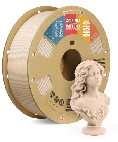 Image of OVERTURE Matte PLA 3D Printer Filament 1.75mm, Matt Surface & Low Warping Filament 1kg Spool (2.2 lbs), Accuracy + /- 0.02 mm, Fit Most FDM Printers (Matte Skin)