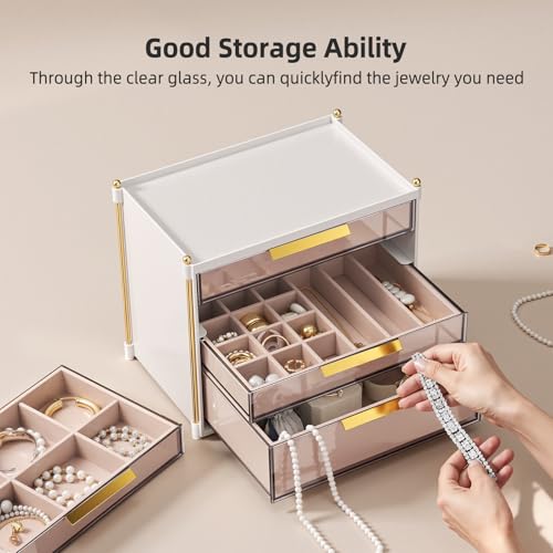 INVSSENE Jewelry Box Organizer,4 Layers Jewelry Holder and Storage for Earring, Ring, Necklace, Bracelets Gifts for Women Girl - Image 8