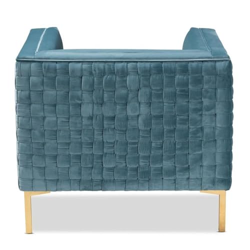 Sillón contemporáneo terciopelo azul miniatura 7