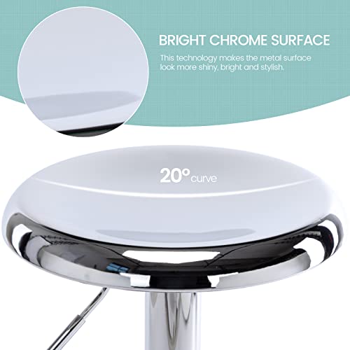 Image of Brage Living Adjustable Bar Stools Set of 2, Swivel Round Metal Airlift Barstools, Backless Counter Height Bar Chairs for Kitchen Dining Room Pub Cafe (Chrome)