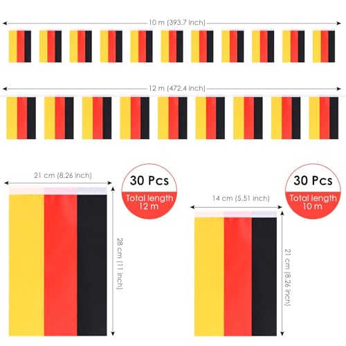 Image of AhfuLife 33 Ft German String Flags Banner for World Cup Decorations 2026, 30 Pcs Small Germany Bunting String Flags - Double Sided for Football Events Garden Party Celebration Decor (5.5x8.3 Inch)