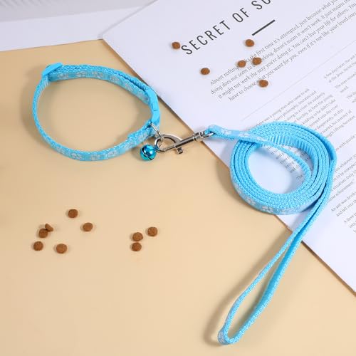 Giantree 3-teiliges Hundehalsband und Leine, Welpenhalsbänder mit Glockenpfotenabdruck, Schnellverschluss-Schnalle, verstellbares Trainingsseil