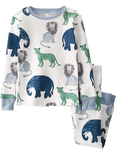 little planet by carter's Baby 2-Piece Pajamas Made with Organic Cotton, Blue Safari Animals, 3T