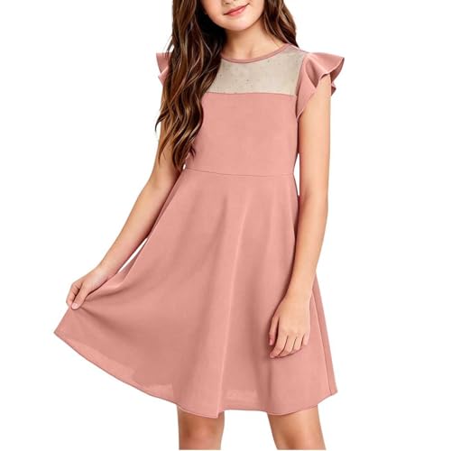 Robe d'été pour filles sans manches, coupe trapèze décontractée à col rond