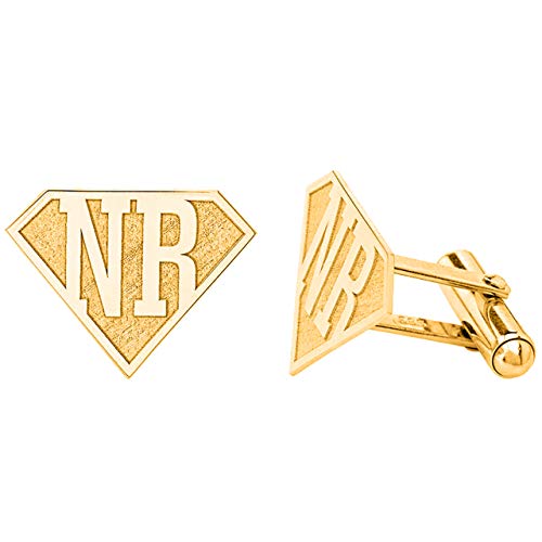 Mancuernillas personalizadas grabadas en oro amarillo 14k miniatura 1