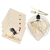 Yibeas Rooster Cloth Napkins Set of 4 Soft Chinese Ink Painting Black Feathers Chicken Male Cock Washable and Reusable Dinner Napkins for Weddings Parties 18 x 18 inch