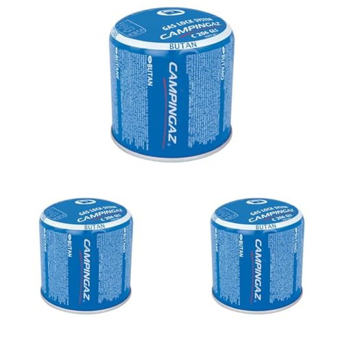 Campingaz C206 GLS Cartucho de Gas, Cartucho Gas perforable, Adecuado para Estufas, Parrillas o Lámparas de Camping, 190 g de Butano/Propano (80/20) (Paquete de 3)