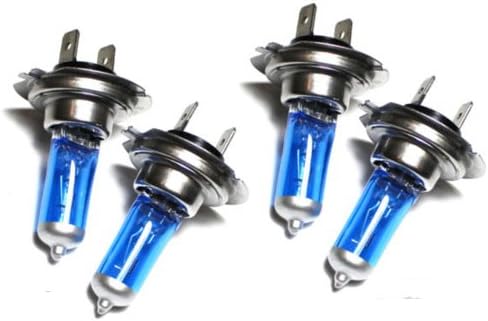 4 x H7 55w Super White Ultra Bright Headlight Bulbs 12V Xenon Look, Halogen Upgrade Car Vehicle (2 Pairs)