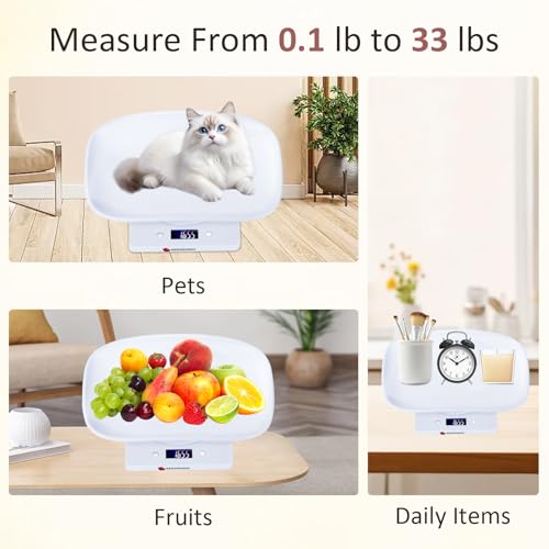 Digital Pet Scale for Accurate Weighing, Ideal for Small Pets, Kittens, Puppies, Cats & Dogs, with LCD Display, Hold Function, Measures Up to 40kg
