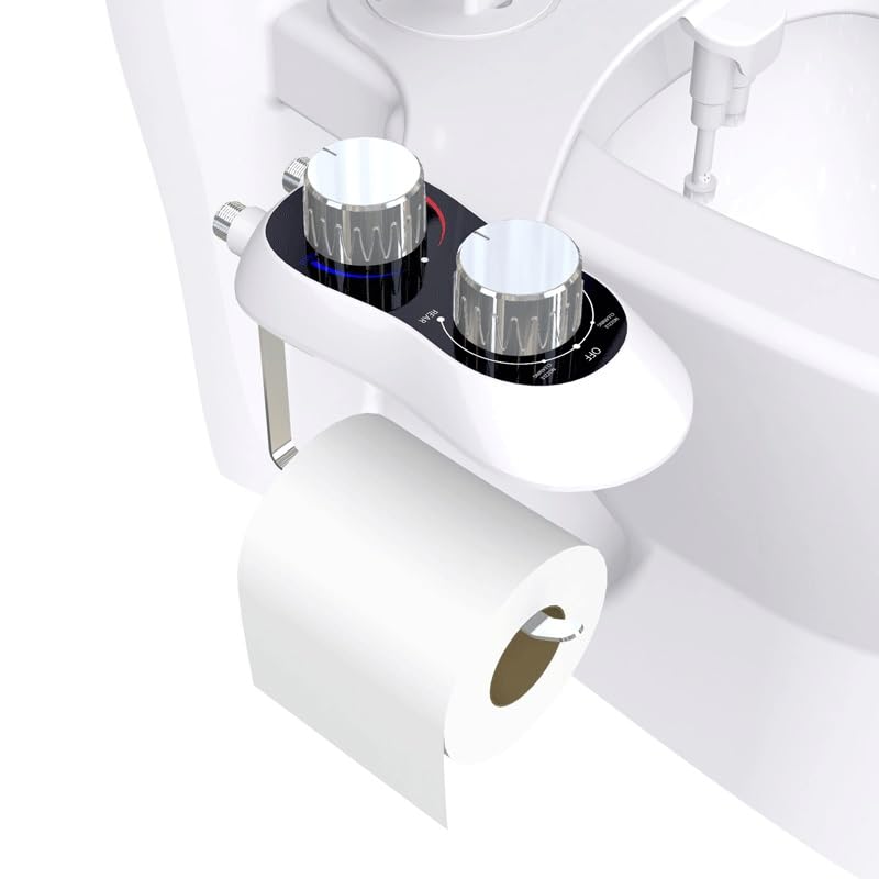 Hot and Cold Adjustable Plug-Free Smart Toilet Cover Self-Cleaning Function with Paper Towel Holder