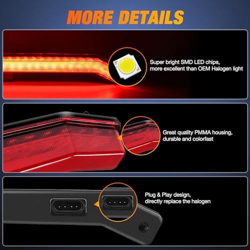 Image of Nilight UTV Center Tail Light Rear Taillight LED Brake Lights Red Compatible with Polaris RZR XP1000 Turbo Sportsman Accessories 2019 2020 2021 2022 2023