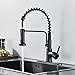 Saeuwtowy Grifo Cocina Extraíble Profesional Grifo Negro Extensible Para Cocina Grifo de Cocina 3 Vias Mezclador Agua Fría/Agua Caliente en Latón y Acabado de Pintura Negra