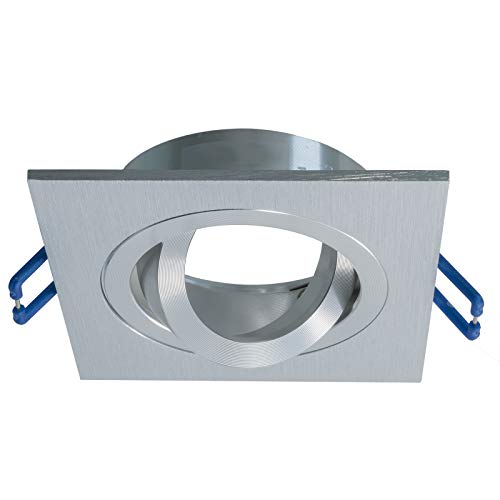 UNIVERSO Porta faretto orientabile silver argento quadrato incasso soffitto 8cm LED GU10