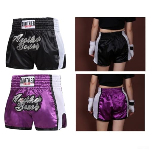 Pantalones cortos de entrenamiento para mujer y hombre, cómodo equipo de boxeo MMA y Muay Thai con cintura elástica, Rosa, M - imagen 7