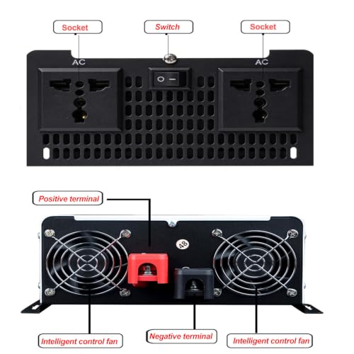Onduleur pure sinus 2500W convertisseur CC CA 12V 24V 48V écran LCD - 5