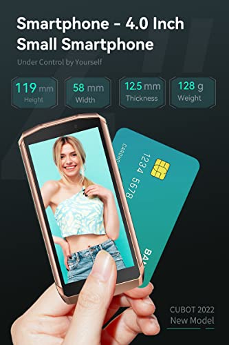 Cubot Pocket 4.0 Inch Mobile Phone, 4G Smartphone Sim Free Phones Unlocked, Android 11 Small Phone,16Mp Camera,3000Mah,4Gb+64Gb/128Gb Extension,Face Id/Nfc/Gps (Green+Gold) #TOP2