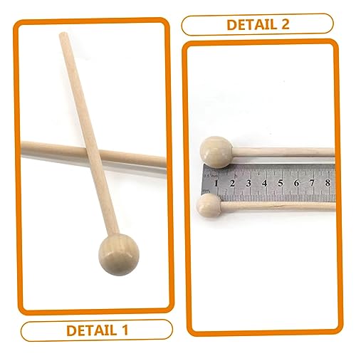 Par de baquetas de madera con cabeza redonda para práctica miniatura 2