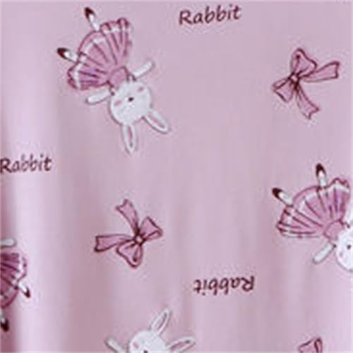 Girls Ice Silk 𝐏ajamas Set Cute Rabbit Long Sleeve Lightweight Shirts Elastic Waist Pants Set Soft 𝗦leepwear2