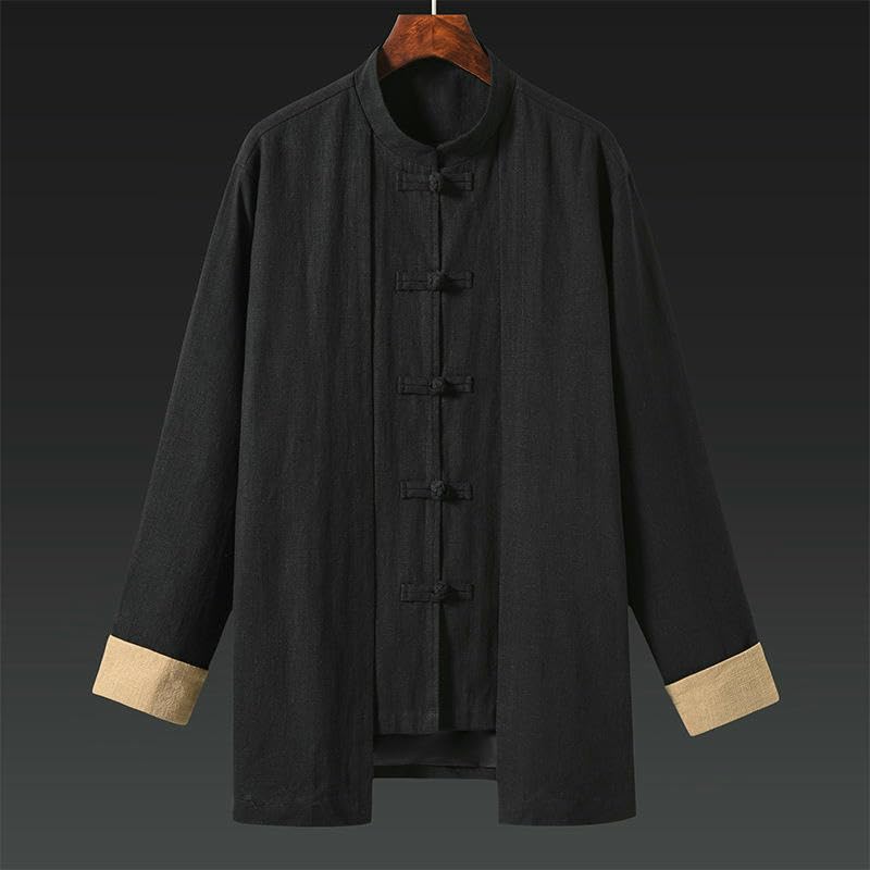 Costume Hanfu rétro en lin de qualité supérieure pour homme chic gris - 3