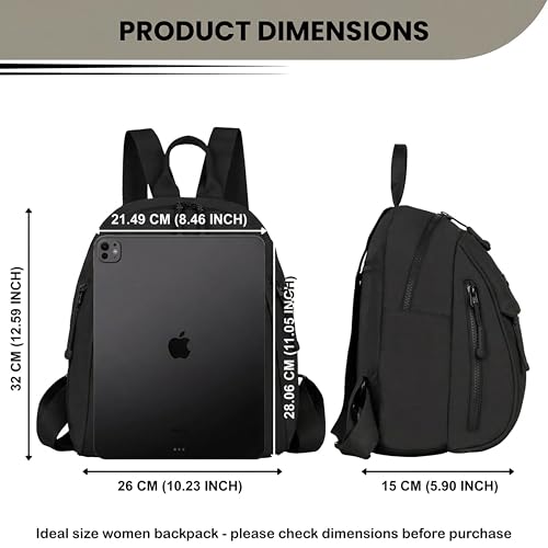 Image of TS WITH TECHSUN Women Mini Backpack | Water-Resistant Compact Bag for Travel, Daily Use & Casual Outings | Fits Only Essentials (L) 26CM X (W) 15CM X (H) 32CM