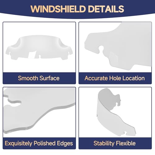 Image of Clear 7 inch Motorcycle Windshield Windscreen Compatible for 2014-2023 Harley Davidson Touring Street Glide /Electra Glide /Ultra Limited /Tri Glide FLHT FLHX FLHXS FLHTK