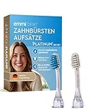 emmi-DENT Ultraschall Aufsteckbürsten M2 Wave in Blau & Weiß I 2er Ersatzbürsten für Platinum Zahnbürste I Ungerade Zähne I Plaque-Reduktion I Kompatibel mit emmi-DENT Ultraschall Platinum-Serie