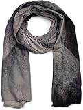 styleBREAKER Damen weicher Schal mit geometrischem Verlauf Muster und Fransen, Winter, Stola 01017115, Farbe:Grau-Schwarz