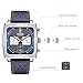 BUREI Men's Watch，Fashionable Square Watch，Chronograph，Waterproof，Luminous，Calendar Multifunction Men's Watch with Leather Strap (Blue)