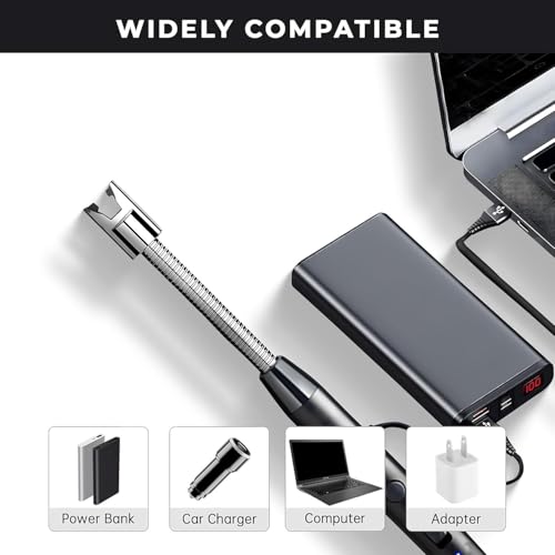 Image of AADHIK Premium Gas Lighter for Kitchen USB Rechargeable Long Life Electric Gas Lighter | 360 Degree Flexible & Windproof (Black, Set of 1)