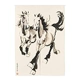 RLoncomix Japanese Noren Door Curtain Traditional Chinese Ink Horses Painting Doorway Curtain Tapest