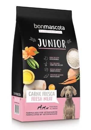 Pienso Perro Cachorro. Bonmascota Junior. Pollo, Arroz y Verduras (Saco 10 kg) - Todas Las Razas.