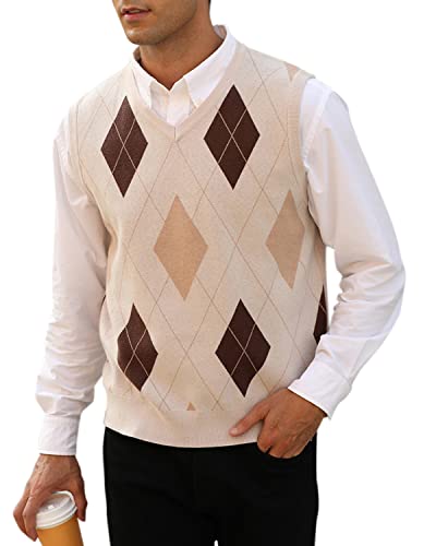 ベスト BUTCHER PRODUCTS KNIT VEST ARGYLE MNCEGEER Mens Argyle Knitwear Vest V Neck Sleeveless Casual Slim