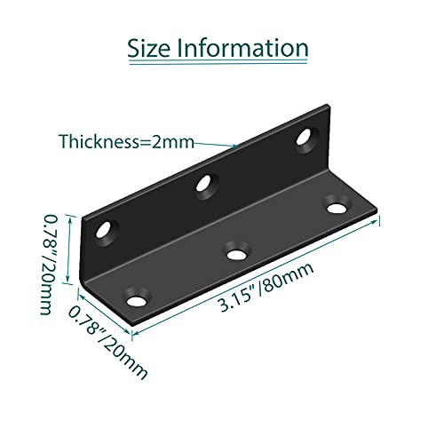 L Bracket,Heavy Duty Corner Brace,Stainless Steel Shelf Bracket,Black Large Angle Brackets, Metal Braces For Wood Aufuga (3.2Inch) #TOP2