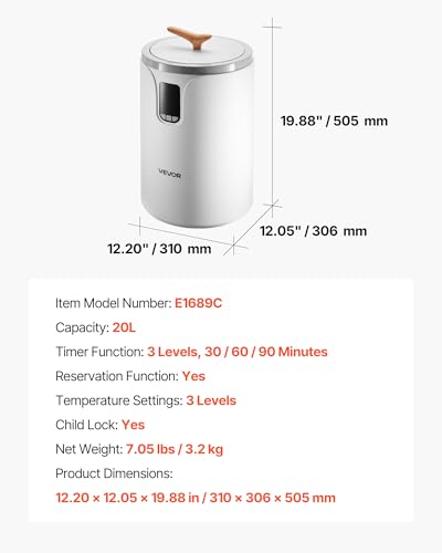 VEVOR Handtuchwärmer Eimer Wärmegerät 20 L mit LED-Anzeige & Einstellung (Timer & Temperatur) & Sicherheitsschloss, Towel Warmer für Badezimmer Waschküche Boden, zum Wärmen von Decken, Pyjamas