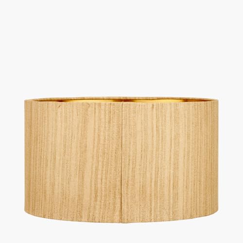 Gold Slubby Faux Silk Lampshade | Art Deco Gold Lined Cylinder Shade | Modern Drum Lamp Shades for Table Lamps and Floor Lamps (Gold, 45cm)