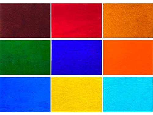 PALJOLLY 9 Pack Transparent Stained Glass Sheets, 4 x 6 inch Cathedral Glass Colored Glass Assorted Colors for Stained Glass Projects and Mosaics by PALJOLLY - Image 2