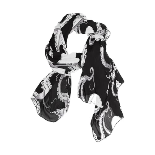 ALAZA Funny White Kraken Chiffon Silk Long Scarf Shawl Wrap