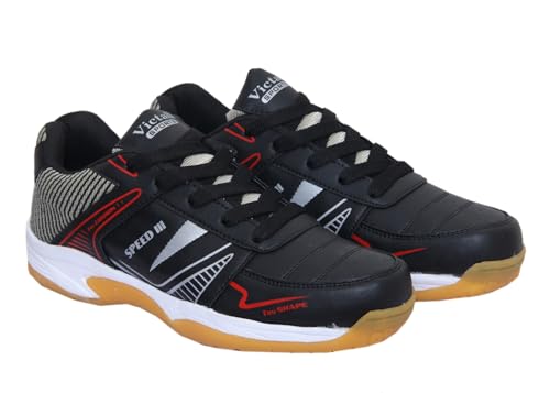 Image of Victall Speed Cushion Rubber Outsole Synthetic Mesh Badminton Black Shoes for Men Lightweight & Comfortable