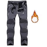 Seltrue Herren Wanderhose-Winter-Outdoorhose, Softshellhose Winddichte Skihose Thermohose Gefütterte Warm Fleece Trekkinghose Wasserdicht Schneehose für Wandern, Skifahren, Hundesport