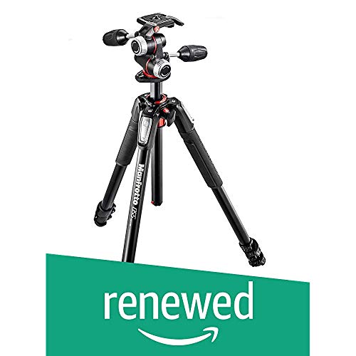 Manfrotto MK055XPRO3-3W 055 Kit Aluminium 3-Section Horizontal Column Tripod with 3-Way Head (Renewed)