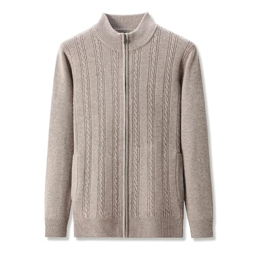 Men Wool Sweater Knit Sweater Stand Collar Zipper Cardigan Outwear3