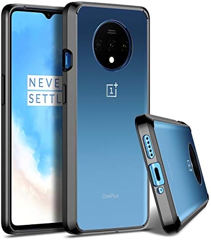 1+7T Case, Oneplus 7T Case, CASEVASN [Shock-Absorption] Air Hybrid Slim Thin Shockproof Anti-Drop Crystal TPU Bumper + [Clear] Hard Back Protective Case Cover for 1+7T / Oneplus 7T (Black)