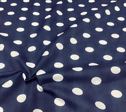 Simply Sew Crafty Navy Blue Polycotton Fabric With Large 25Mm White Spot (Per Metre) - Simply Sew Crafty™ (Navy Blue)