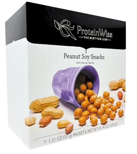 ProteinWise Bocadillos de soja recubiertos de caramelo de maní, altos en proteínas, colesterol bajo, dieta saludable, baja en carbohidratos, baja en