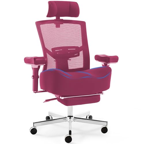 600lbs Big and Tall Office Chair with Wider W-Shaped Thick Seat Cushion, Ergonomic Computer Mesh Desk Chairs for Heavy People, Computer Chair, Adjustable Lumbar Support, 4D Armrests Footrest Headrest