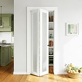 SMARTSTANDARD Bifold Door, 30'' x 80' Tempered Frosted Glass Bifold Closet Door, Interior Folding Door with Hardware Track Kits, Easy Assembly, MDF, White