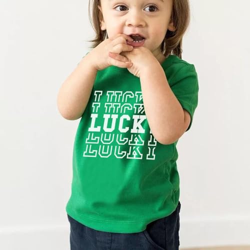 Image of Tkria Toddler Boys St Patricks Shirts Kids Clover Shamrock T-Shirt Baby Dinosaur Gnome Lucky Dude Short Sleeve Green Tops