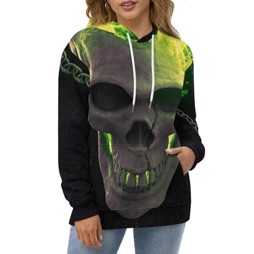 Sweats À Capuche Crâne Effrayant Pull Manches Longues Taille S - 5